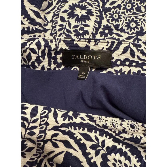 TALBOTS VINTAGE NAVY BLUE PAISLEY PRINT SKIRT SIZE 2 petite - Picture 3 of 4